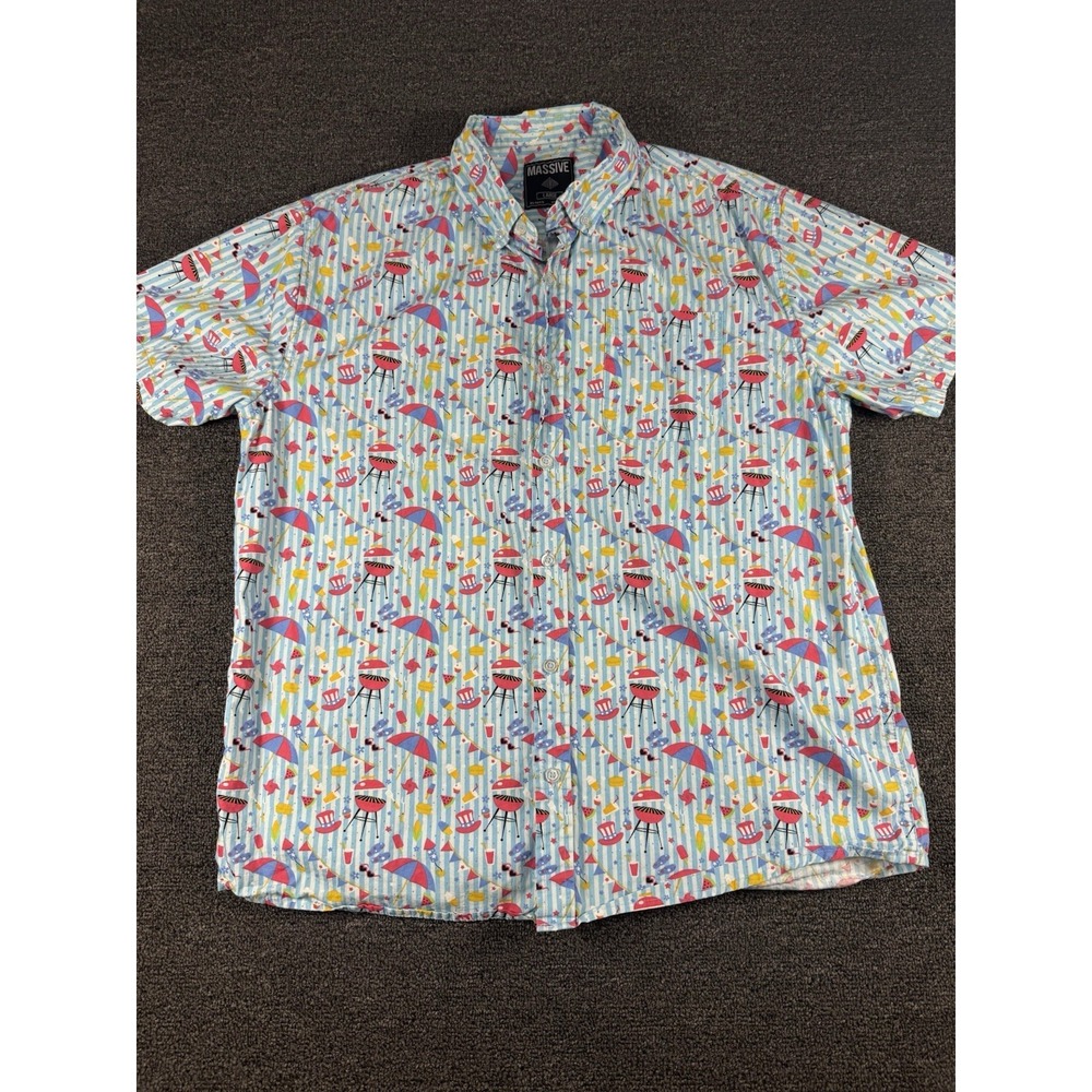 Massive Brand Size Large Men's Independence Day Party Button Up Shirt‎